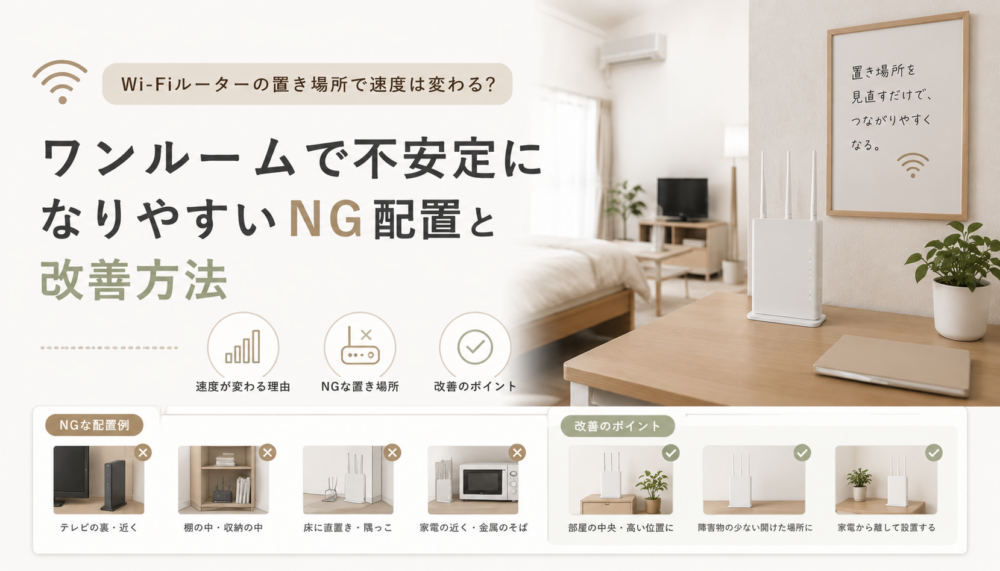 Wi-Fiルーターの置き場所で速度は変わる？ワンルームで不安定になりやすいNG配置と改善方法