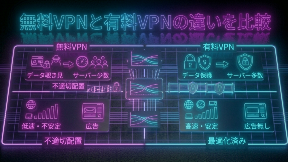 無料VPNと有料VPNの違いを比較