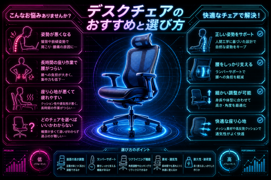 デスクチェアのおすすめと選び方
