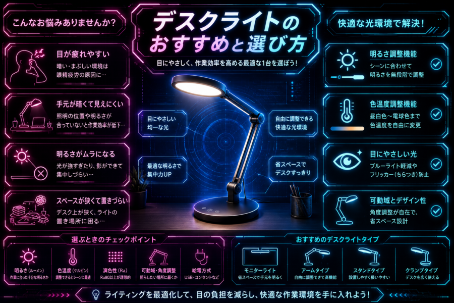 デスクライトのおすすめと選び方