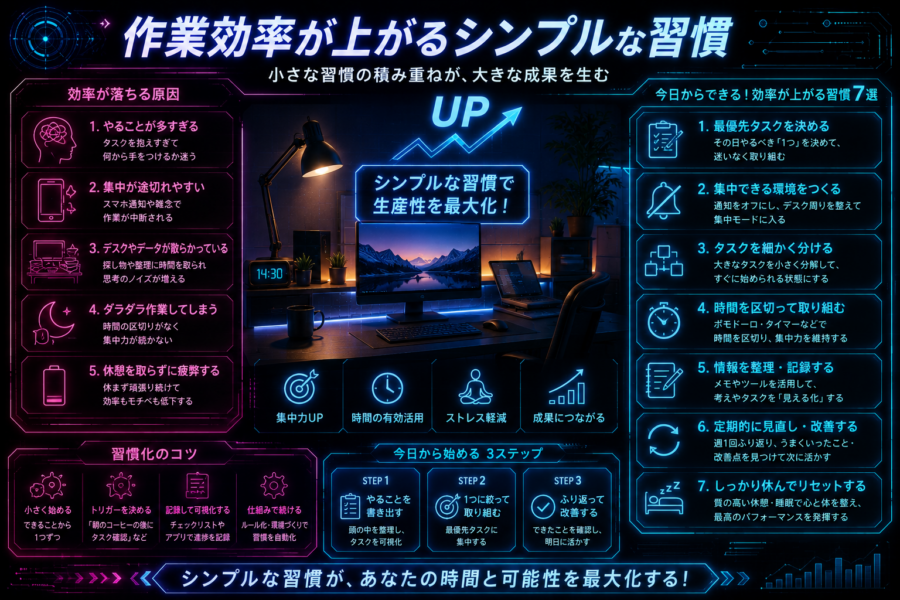作業効率が上がるシンプルな習慣｜1畳デスクでも時間を無駄にしない考え方