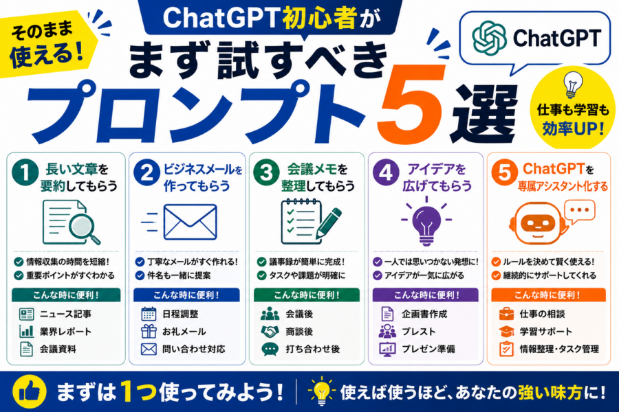 ChatGPT初心者向けプロンプト5選
