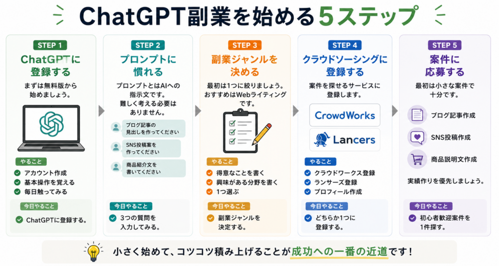 ChatGPT副業を始める5ステップ