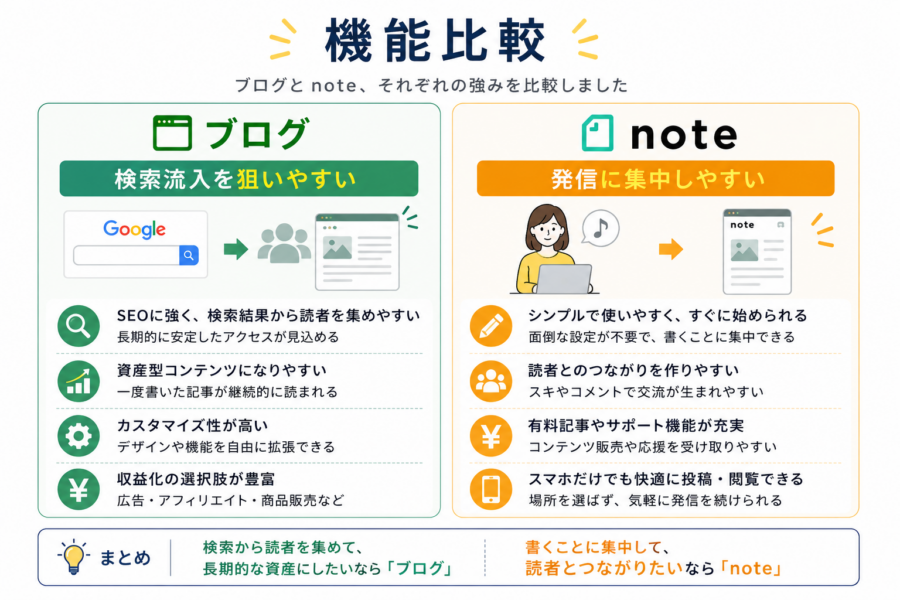 noteとブログ機能比較