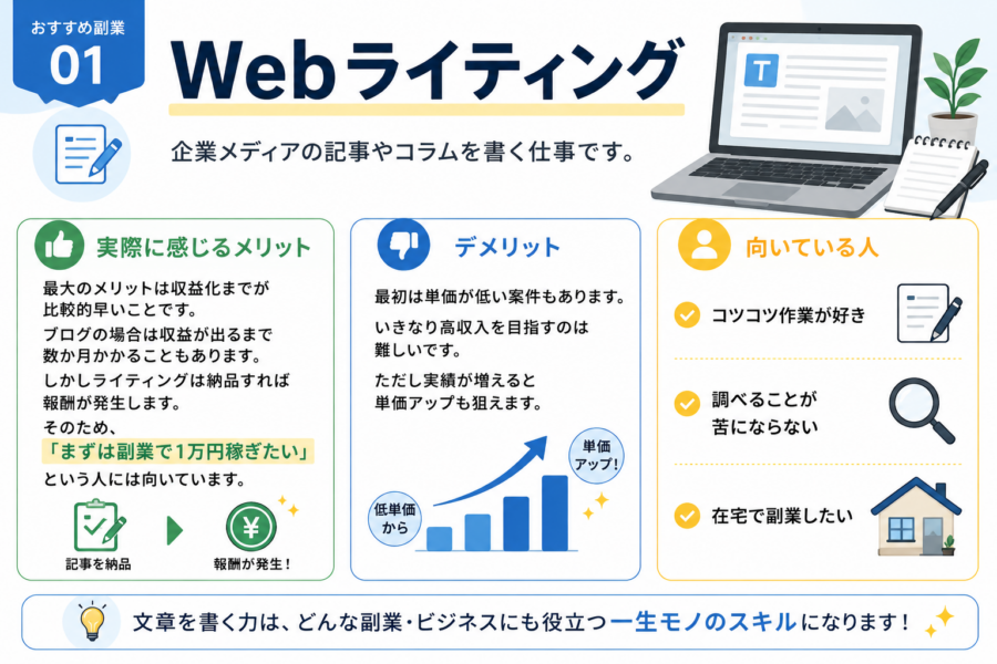 おすすめ副業01webライティング