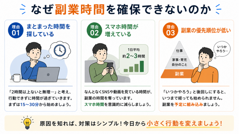 なぜ副業時間を確保できないのか