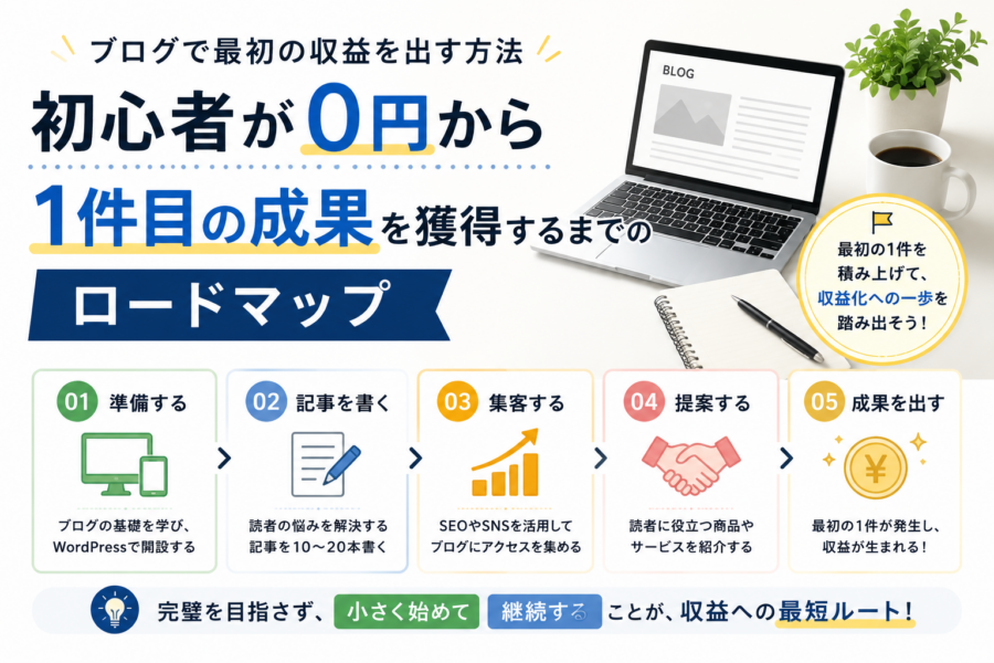 ブログで1件目の収益を獲得するロードマップ