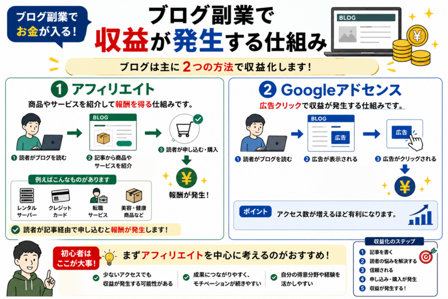 ブログ副業で収益が発生する仕組み