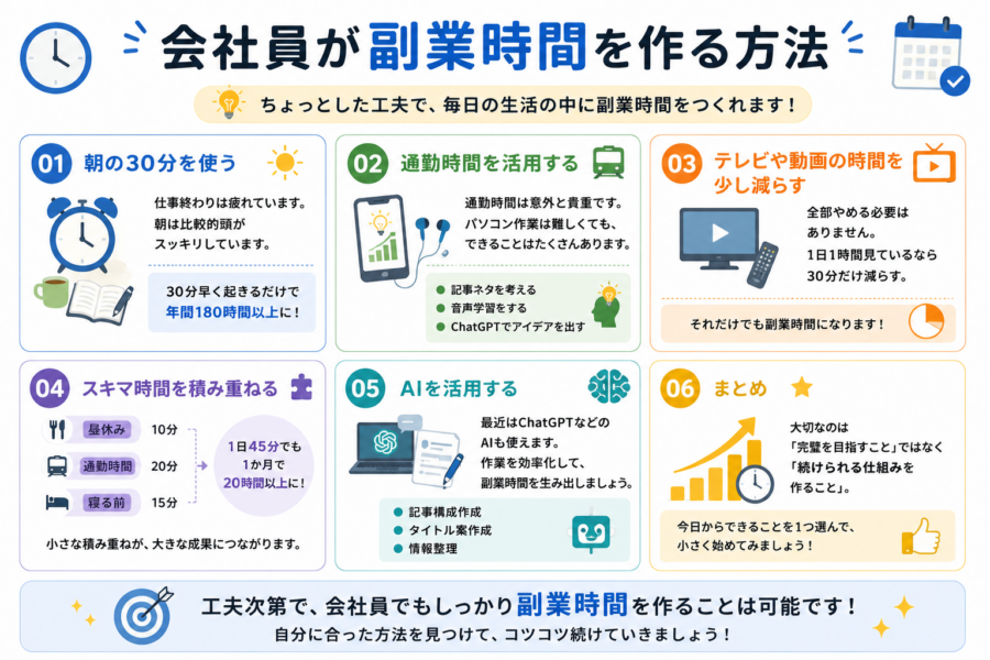 会社員の副業時間の作り方