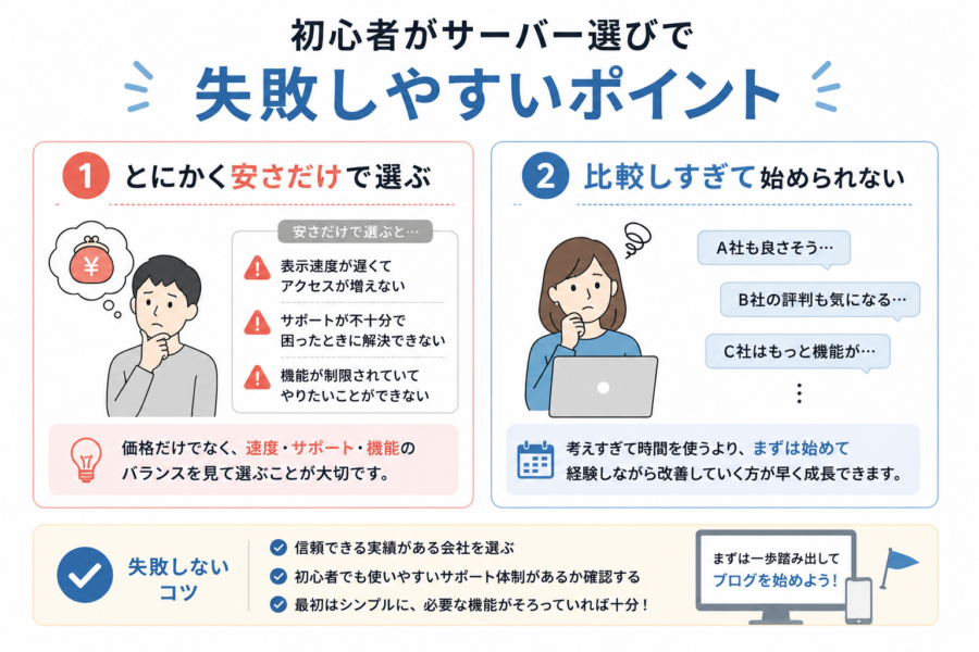 初心者向けサーバー選びの注意点