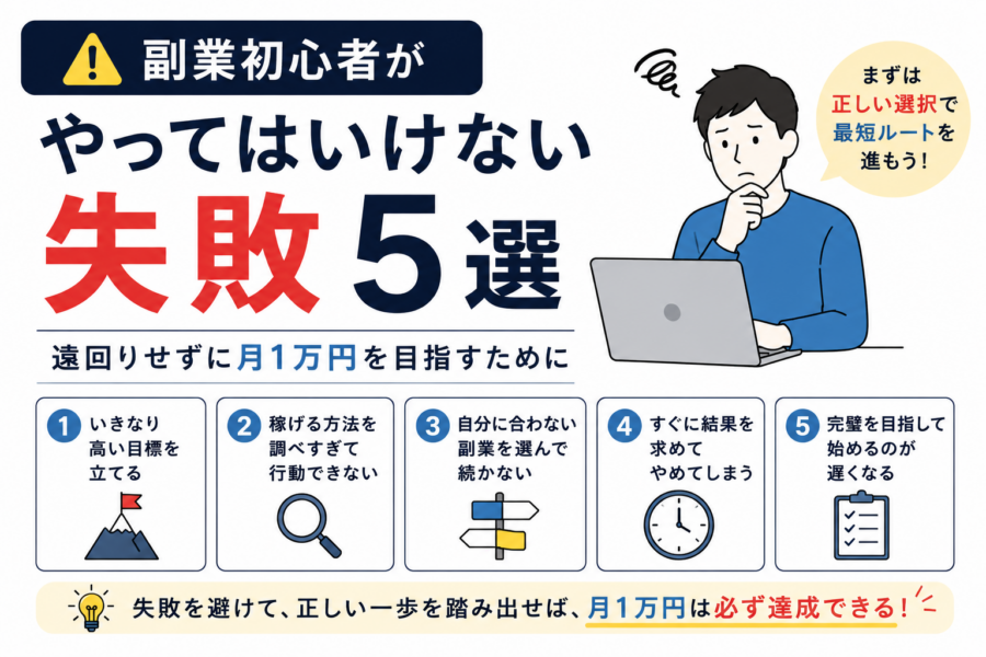 副業初心者がやってはいけない失敗5選
