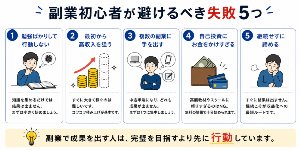 副業初心者が避けるべき失敗５つ